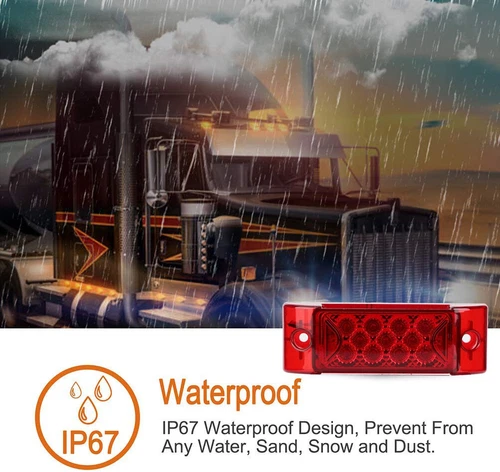 Red/Amber 21-LED Side Marker Clearance Light Rectangle 12V Truck Trailer Camper - Picture 5 of 42