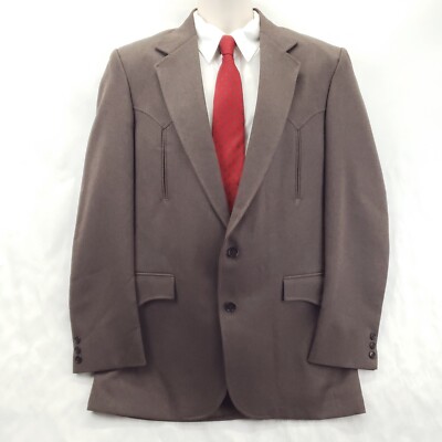Circle S Western Blazer Sport Coat Mens 40L Brown USA Made Single Breasted Notch