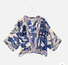 One Hundred Stars - Giant Willow Blue Short Kimono Jacket - Nwt