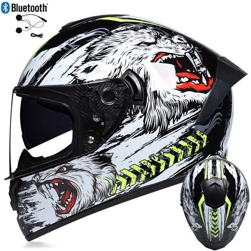 DOT Bluetooth Motorcycle Helmets Full Face Off Road ATV Motorbike Crash Helmet - Picture 43 of 58