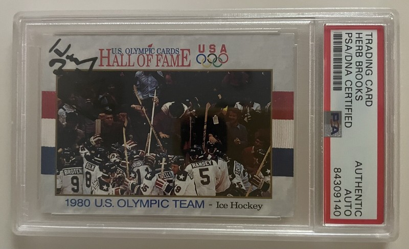 Herb Brooks Signed 1980 US Olympic Team Hockey Card 71 PSA/DNA Certified