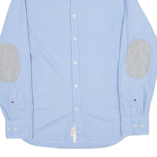 MARC O'POLO Mens Plain Shirt Blue Long Sleeve M - Picture 5 of 6