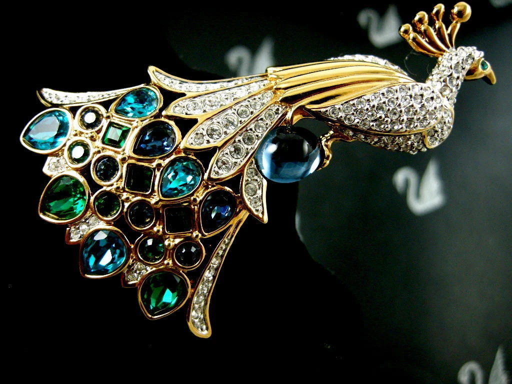 Swarovski crystal peacock brooch 6 best sale colors