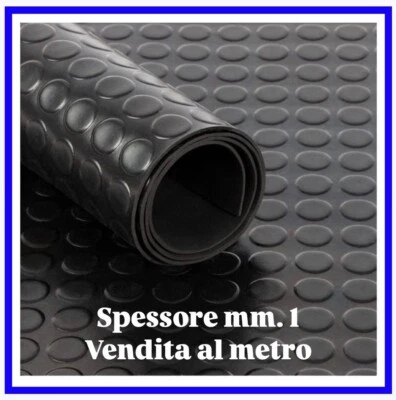 Tappeto in Gomma Antiscivolo Rotolo Pavimento Gommato PVC Nero a al metro da 100