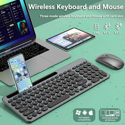 Wireless Bluetooth Keyboard and Mouse Combo Three-mode Multi System Rechargeable