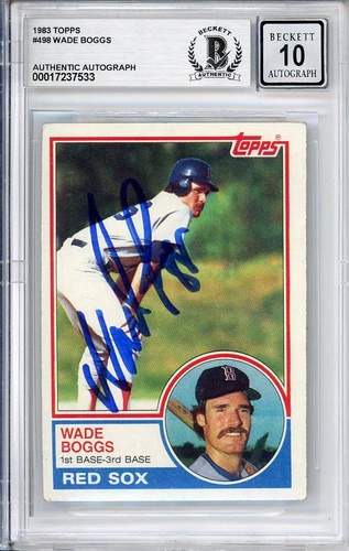 1983 TOPPS WADE BOGGS SIGNED HOF RC ROOKIE CARD BAS BECKETT PERFECT 10 AUTOGRAPH