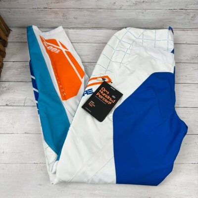 One Hundred Percent 100% Adult Size 38 White Blue R Core DH MTB Bike Pants NEW