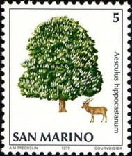 SAN MARINO -1979- Protected Trees & Wildlife - Horse Chestnut & Red Deer -- #961