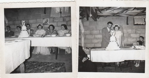 (2) 50er Jahre Vintage Fotos einer Braut, Bräutigam, Empfang/Torte, Fundfotos - Bild 1 von 4