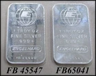 TWO ENGELHARD .999 SILVER 1oz EACH BARS WITH GLOBE LOGO - UNCIRCULATED