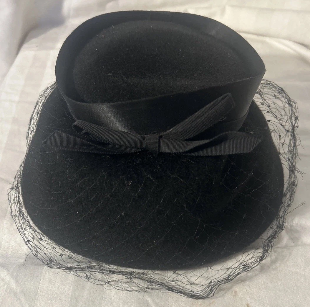 Pillbox Black 100% Wool Vintage Hats for Women for sale | eBay display picture 3