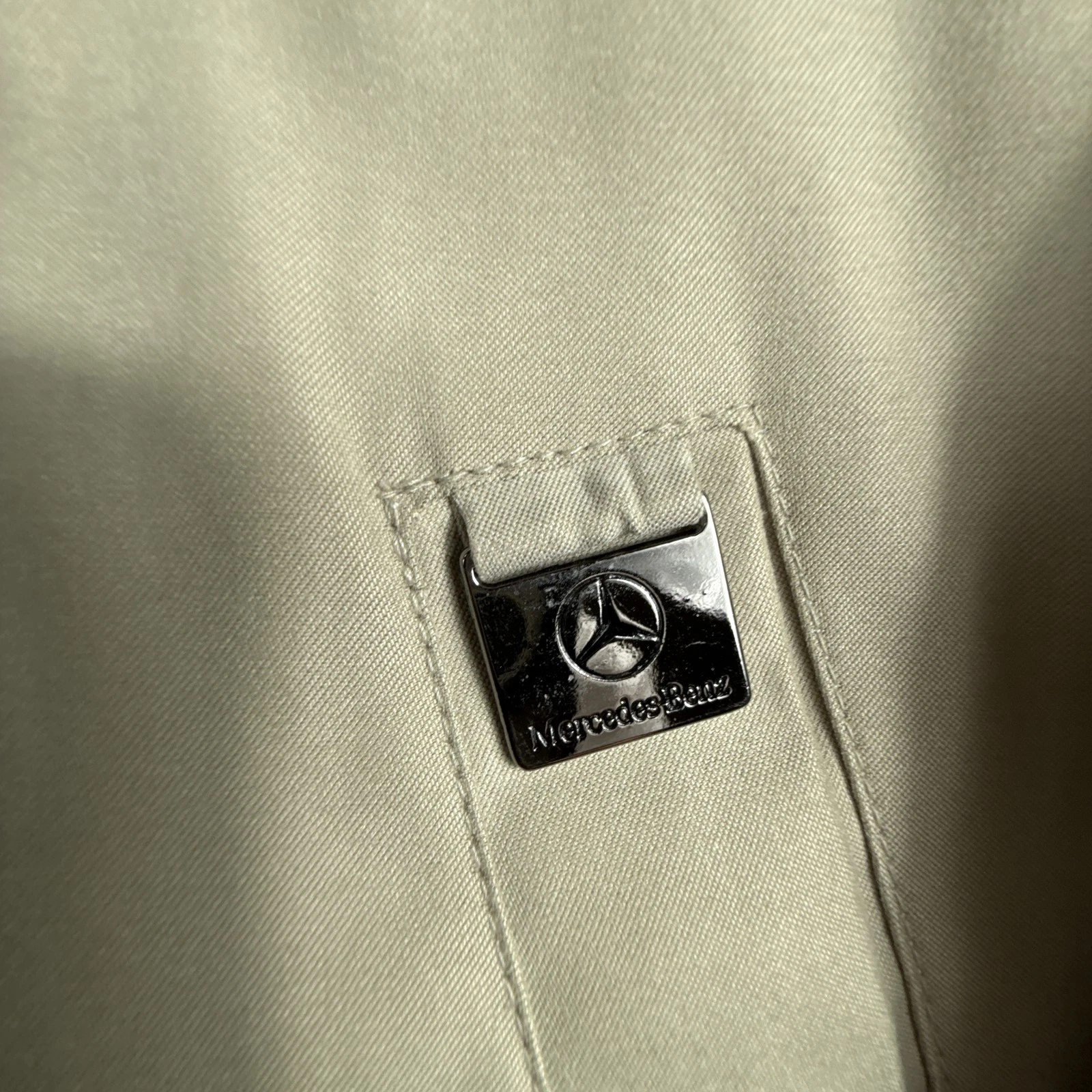 Vintage Mercedes Benz Jacket Mens Large Beige Windbreaker Coat Full Zip Lined image 11