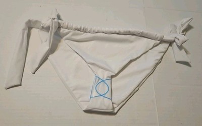 Asos Swim Side Tie Bikini Bottom Women s Size 8 Solid White Full Cover NWOT