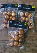 Lot Of 3 Mini Orange Glitter Pumpkins Crafts Wreath Bowl Fill Decorations 12 Pk