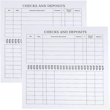 2 Set Totally 50 Sheets Check Registers for Personal Checkbook Large Print Low V
