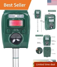 2 Packs Weatherproof Solar Ultrasonic Animal Repeller - Eco-Friendly Protection