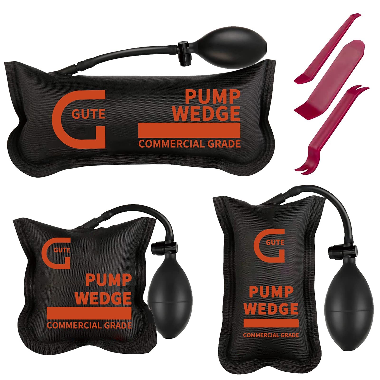 Gute Car Air Wedge Pump Up Bag,Air Alignment 3 Pack, Black/White