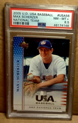 2005 U.D..U.S.A. BASEBALL #USA56 MAX SCHERZER NATIONAL TEAM PSA 8.5 MN-MT+/ R.C. - Bild 2 von 6