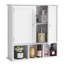 VEVOR Bathroom Wall Cabinet Over Toilet Medicine Cabinet 2 Doors Shelves White