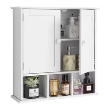 VEVOR Bathroom Wall Cabinet Over Toilet Medicine Cabinet 2 Doors Shelves White