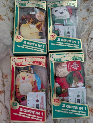 Lot Of 4 Holiday Deco Discs Christmas Cassette Song And Plush Character Santa
