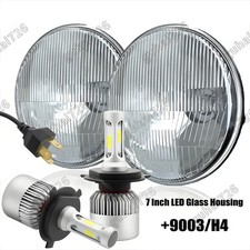 7 Inch Led Glass Headlight Round H4 Original Classic Look Conversion Chrome 7 Inch Led Glass Headlight Round H4 Original Classic Look Conversion Chrome