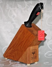 WUSTHOF Trident Wood KNIFE BLOCK And Dreizack Honing STEEL Germany Holder 5 SLOT