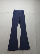 Aerie Women Pant S Navy Blue Flared Leg Ribbed High Waist Stretch Comfy Trouser