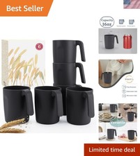 16oz Wheat Straw Cups with handles set of 6-Plastic Cups Reusable-Unbreakable...