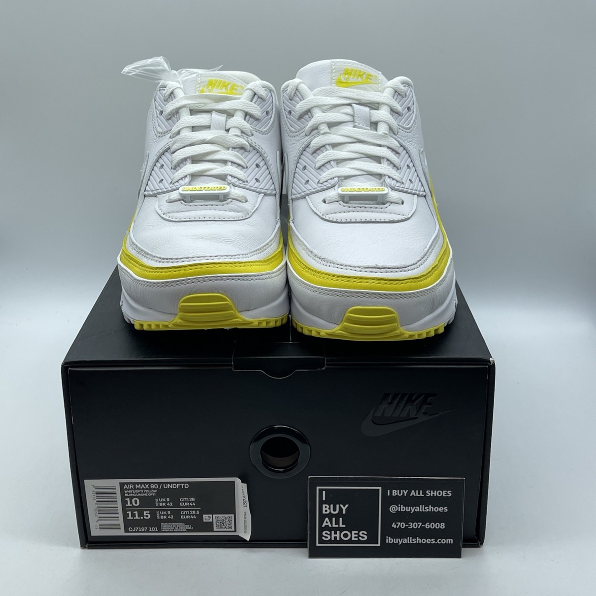 在庫文の必須!★UNDEFEATED NIKE AIR MAX 90 WHITE YELLOW Size 10 - Nike Undefeated x Air Max 90 White Optic Yellow