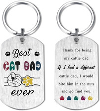 Cat Dad Gifts for Men, Cattie Dad Birthday Keychain, Funny Cat Lover Birthday Gi