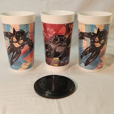 VTG McDonald's DC Batman Returns 2x 1992 Cat Woman  BATMOBILE Coke Plastic Cups