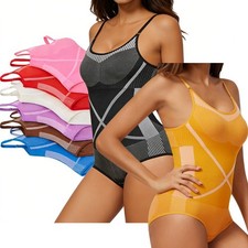 Women Leotard Contrast Color Bodysuit Gym Shapewear Unitard Costume One Piece