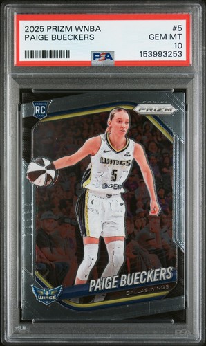 PAIGE BUECKERS 2025 PANINI PRIZM WNBA ROOKIE RC #5 PSA 10 GEM MINT WINGS