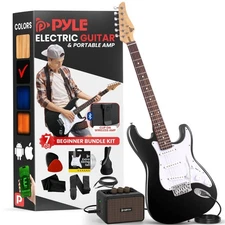 Pyle Electric Guitar - 6-String Electric Guitar with Accessory Kit (Black)