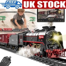 Train Set for Kids, Electric Train Toys w/Light Sound Smoke Steam Locomotive Toy