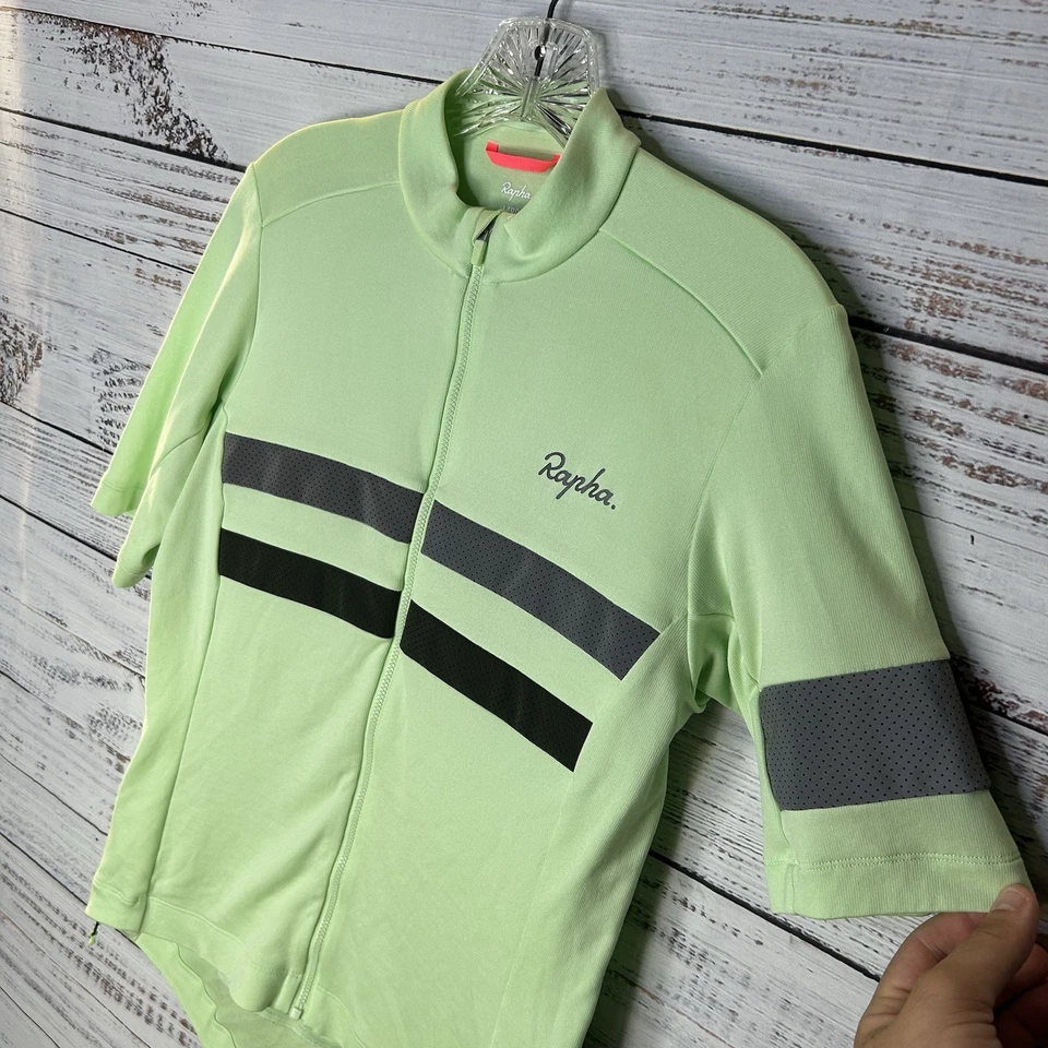 Rapha Brevet Jersey Cycling Short Sleeve Mint Green Reflective Womens Large $200 - Image 3 of 4