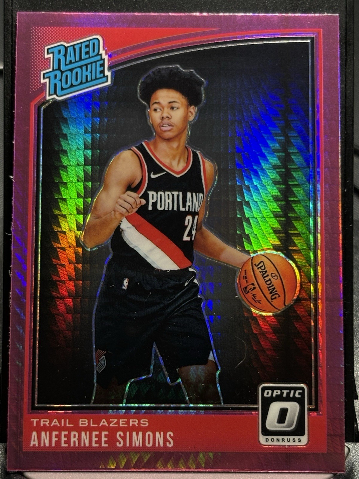 2018-19 Panini Optic Pink Hyper Anfernee Simons 186 Trail Blazers RC Rookie