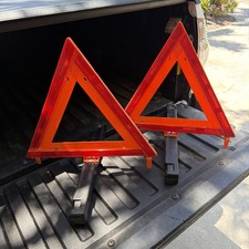 Set 2 Reflective Emergency Warning Triangles Preowned Roadside Safety Sign     