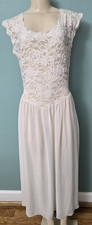 Vintage 90s Victoria's Secret Heart Ivory Lace and Chiffon Nightgown Size Large