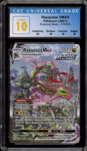 Pokemon Rayquaza VMAX Evolving Skies Secret Rare Alt Art #218 CGC 10 Pristine