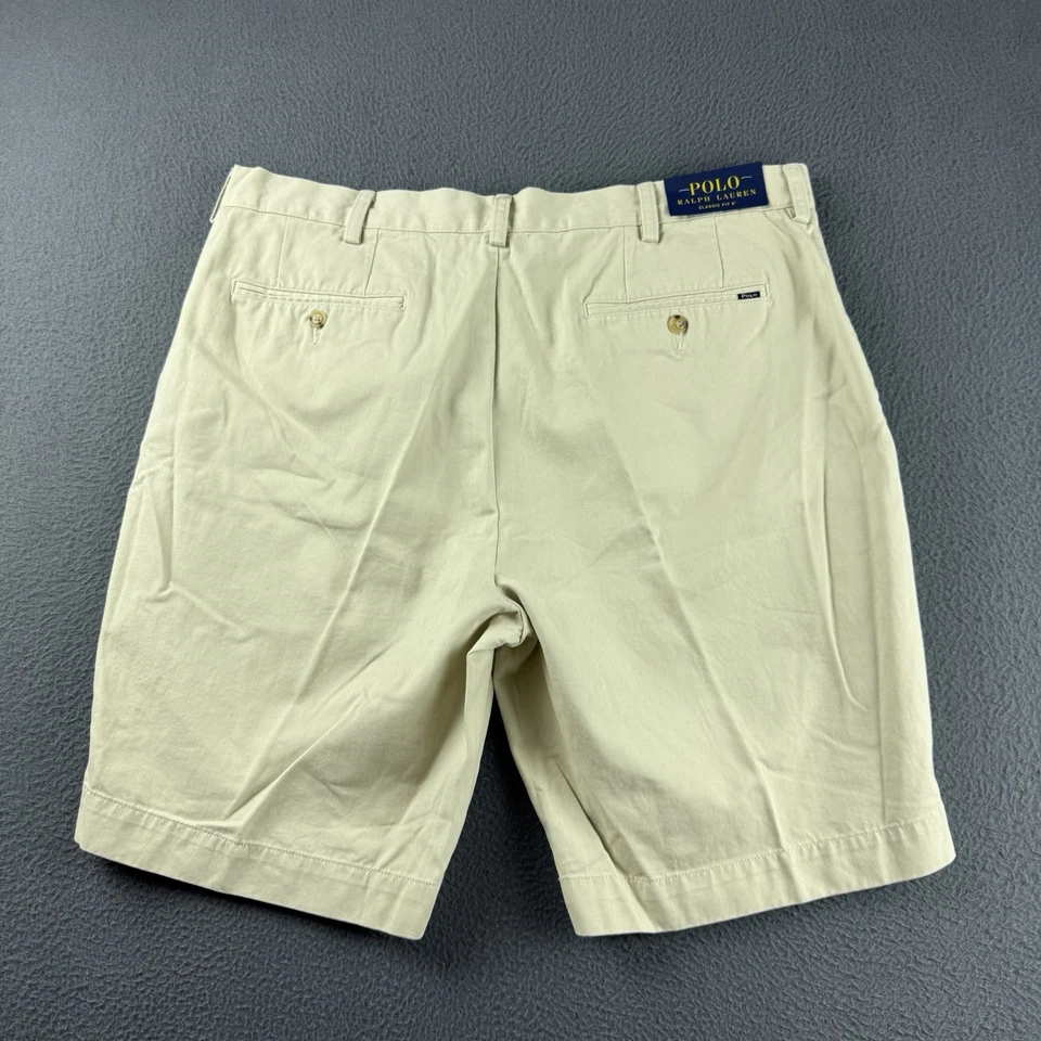 Polo Ralph Lauren Shorts Men’s 36 Beige Classic Fit 9” Pony Stretch Flat NEW - Image 2 of 4