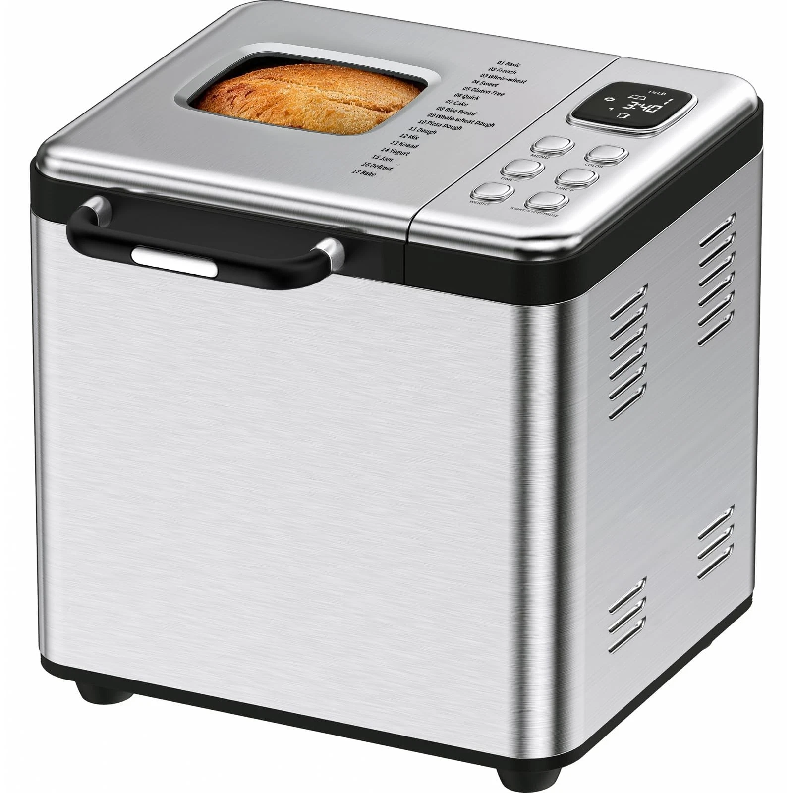Bread Maker, 2LB Stainless Steel 13.19" x 11.42" x 13.78", Silver