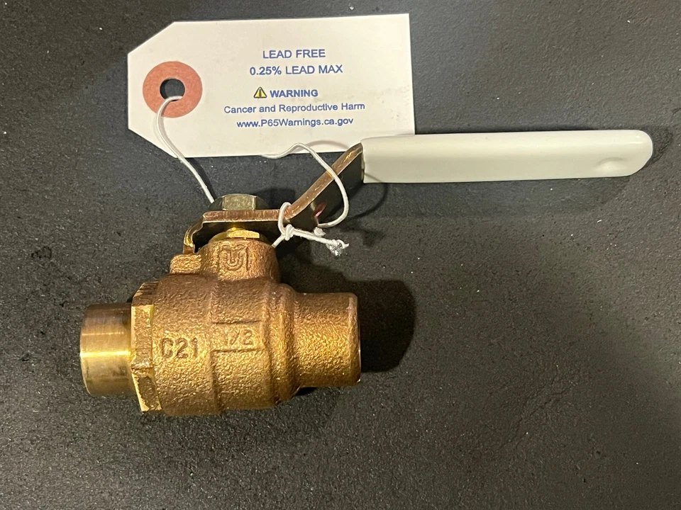 Box 10) 1/2" Solder, Full-Port Lead Free Bronze Ball Valves 600 WOG, MADE IN USA - Image 3 of 4