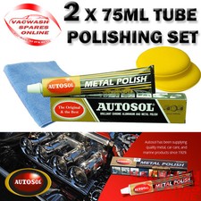 AUTOSOL SOLVO CHROME ALUMINIUM METAL POLISH SET 75ML TUBE ORIGINAL -BRASS COPPER