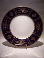 MINTON ENCRUSTED RAISED GOLD COBALT DINNER PLATE MINT COND. 10 5/8"