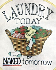 Dimension Counted Cross Stitch Kit  Laundry Today or Naked Tomorrow  6" Hoop NEW