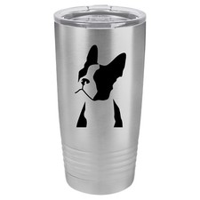 Tumbler 20oz 30oz Travel Mug Cup Vacuum Insulated Stainless Boston Terrier Face