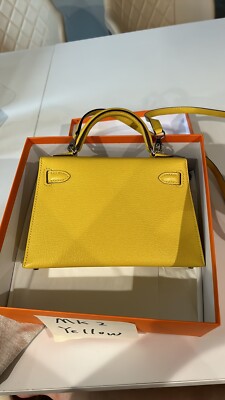 Hermès Jaune De Naples Orange Verso Chevre Mysore Mini Sellier II