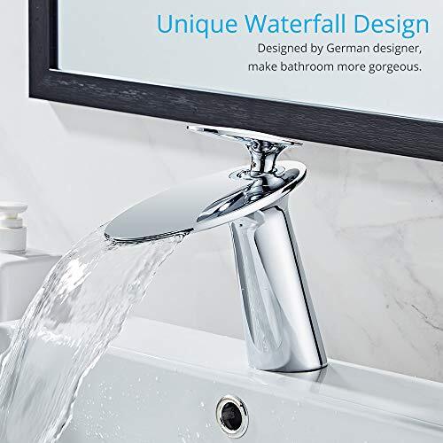 Wovier Chrome Waterfall Bathroom Sink Faucet with Supply HoseSingle